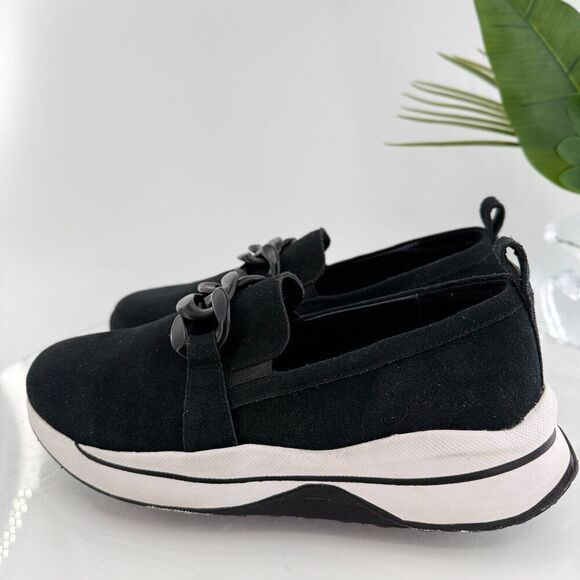 Blondo Women Mckayla Waterproof Sneaker Chunky Slip On Chain Black Suede Size 10 - Picture 5 of 13